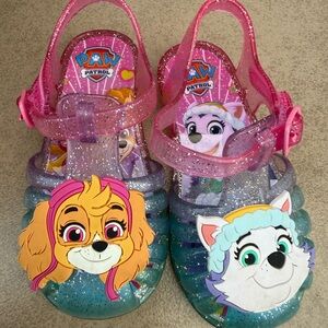 Paw Patrol Girls Glitter Jelly Sandals in Pink and Teal Ombré